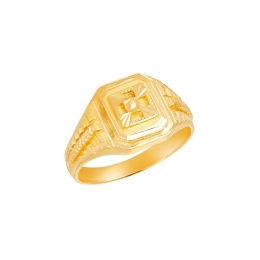 22k Yellow Gold Checker Pattern Signet Ring