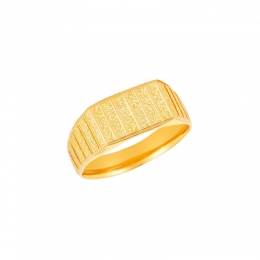 22k Yellow Gold Rectangular Lined Pattern Signet Ring
