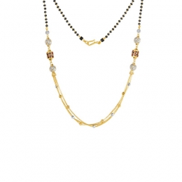 22K Two-Toned Gold and Black Beaded Layered Mangalsutra Necklace