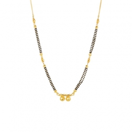 22K Yellow Gold and Black Beaded Mangalsutra Vati-style Pendant Necklace