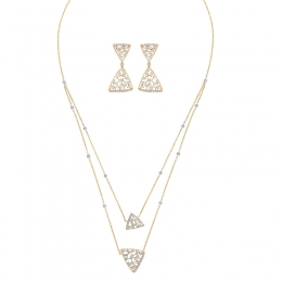 18K Gold Diamond layered Necklace Set