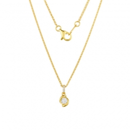 18K Yellow Gold Diamond Necklace with 4 Diamonds