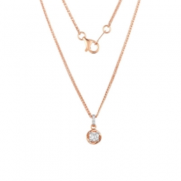 18K Rose Gold Diamond Necklace with 4 Diamonds