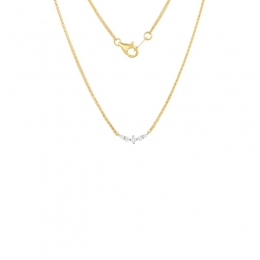 18K Yellow Gold Diamond Necklace with 5 Diamonds