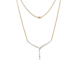 18K Yellow Gold Diamond Necklace with 18ROU