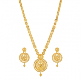 22K Gold Necklace and Drop Earring Set