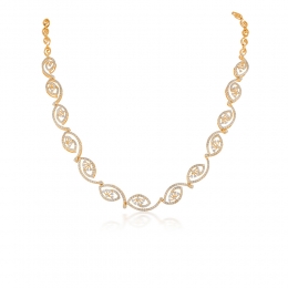 18KYellow Gold & Diamond Ornate Spiral Necklace Set