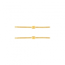 22k Yellow Gold Stud Patterned Dangle Earrings