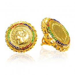 Dazzling Gold Coin Stud Earrings