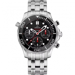 Omega Seamaster Diver 300 m Co-Axial GMT Chronograph 44mm steel black dial steel bracelet