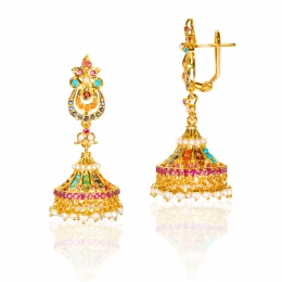 Vivid Gold Jhumka Earrings