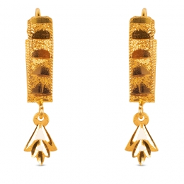 22K Yellow Gold Hoop Hanging Earrings
