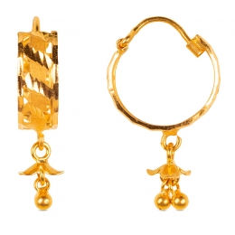 Hoop Hanging Earrings in 22K Yellow Gold