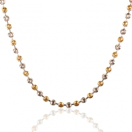 22K Two tone Gold Alternating Beads Chain