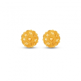 Floral 22K Yellow Gold Earrings