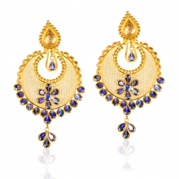 Vibrant Blue and Gold Drop Earrings