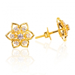 Dainty Floral Gold Stud Earrings