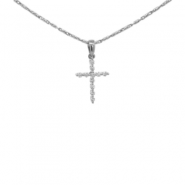 Elegant Diamond Cross Pendant - White Gold