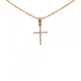 Elegant Diamond Cross Pendant - Rose Gold