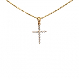 Elegant Diamond Cross Pendant - Yellow Gold