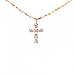 Grace and elegance - Diamond Cross Pendant, Rose Gold