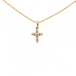 Elegant Rose Gold and Diamond Cross Pendant