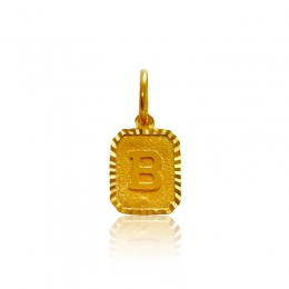 Letter B Initial Pendant in 22K Gold, rectangle