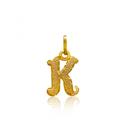 Letter K Initial Pendant in 22K Yellow Gold