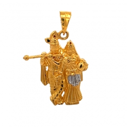 22K Gold Krishna Pendant - Ras Lila