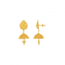 22k Yellow Gold Patterned Jhumka Earrings