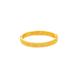22K Yellow Gold Filigree Kada Bangle Bracelet