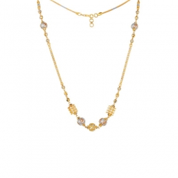 22K Two-Toned Gold Beaded Fancy Chain Necklace (OM)