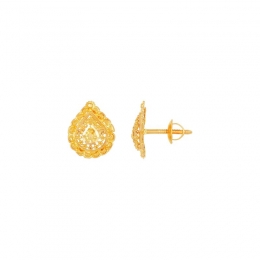 22k Yellow Gold Stud Teardrop Earrings