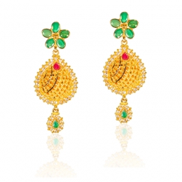 Floral Gold Drop Earrings