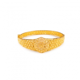 Bold floral ladies Bangle in 22K Yellow Gold