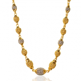 22K Gold Chain with oval beads 16