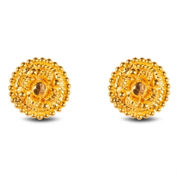 Simple, round 22K Yellow Gold Stud Earrings