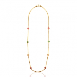 22K Yellow Gold Chain with Colored beads