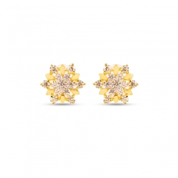 Hexagonal flower Gold Ear studs