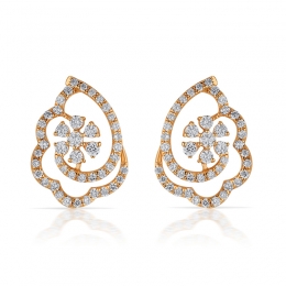 Blissful Floral Rose Gold Diamond Stud Earrings