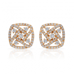 Square Ear studs in Gold and Diamonds