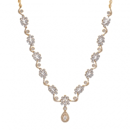 Floral Teardrop Diamond Necklace Set