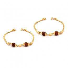 22K Gold Baby Bracelet with Rudraksh beads - Set of 2