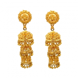 Traditional Bell-shaped silhouette Gold Jhumka Earrings