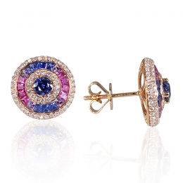 Diamond and Sapphire Earrings  IN 18k Rose Gold
