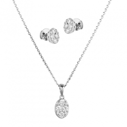 18K White Gold Diamond Pendant & Earrings Set with 30 Diamonds