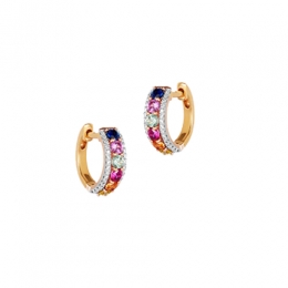 Rainbow inspired 18K Rose Gold Diamond Pendant & Earrings Set