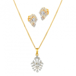 18K White and Yellow Gold Diamond Pendant & Earring set with 139 Diamonds