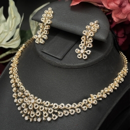 Cascading Floral Diamond Necklace Set