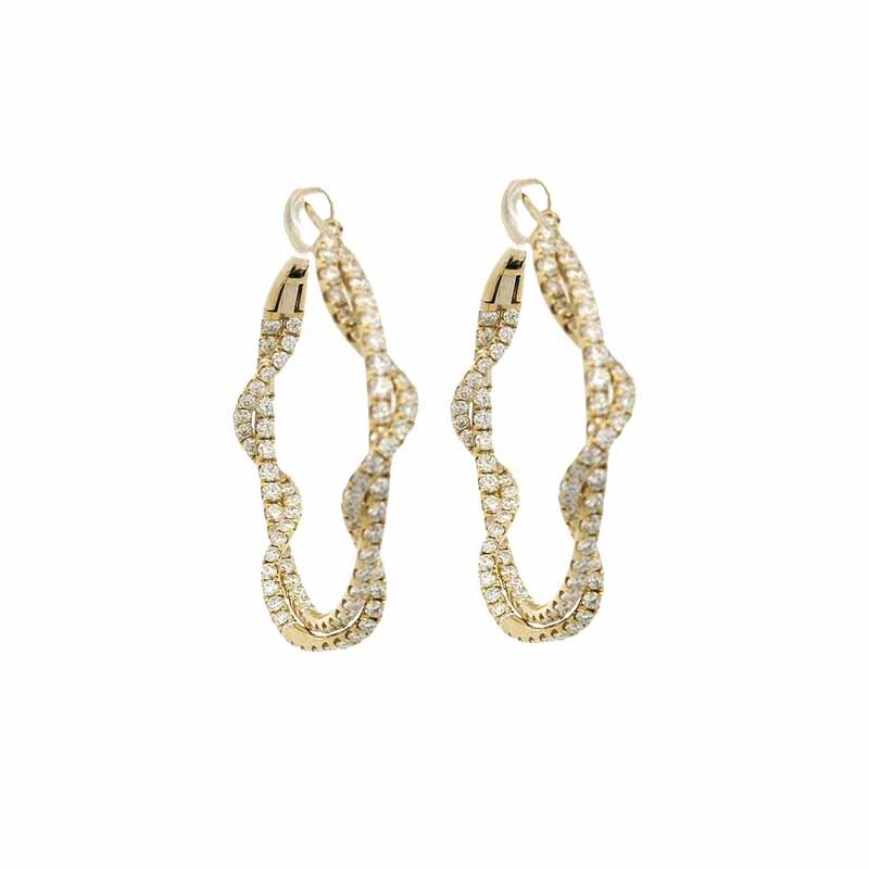 Spiral twist Diamond Hoops in 18K White Gold